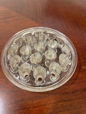 Vintage Glass Flower Frog – 5” Round Floral Arranging Tool – Great Condition